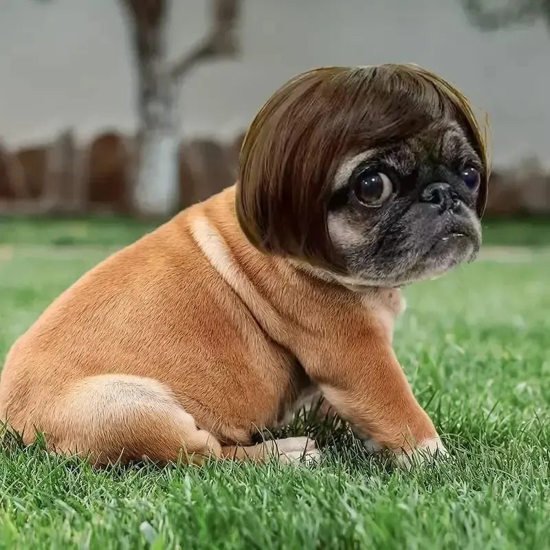 Adorable Appearance Pet Short Hair Wig Headband - Cute and Playful All Seasons Fun Accessory for Dogs & Cats