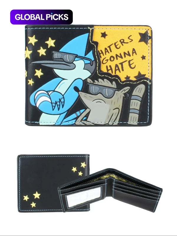 Men's Vintage Colorblock Cartoon Star Graphic Short Bifold Wallet