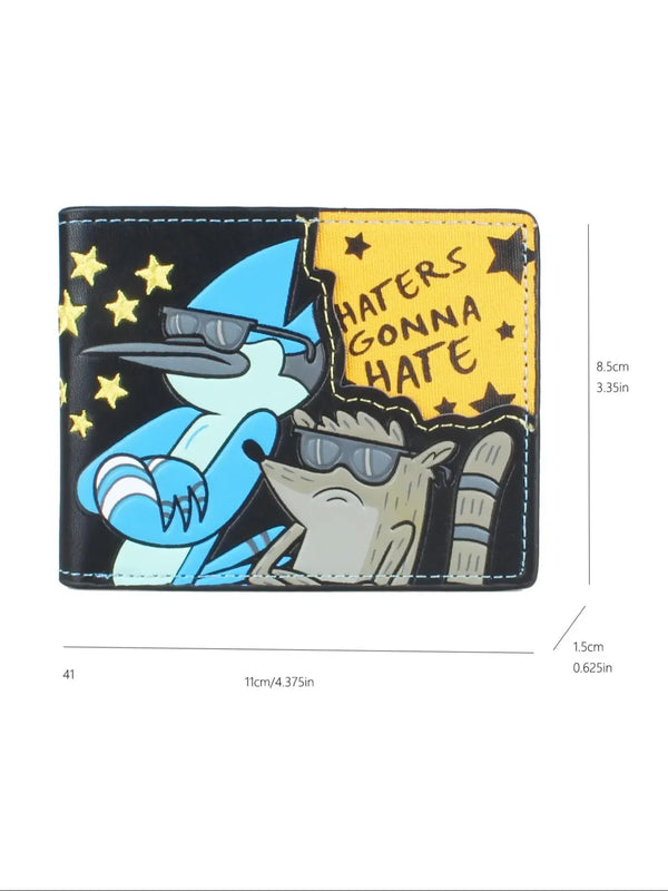 Men's Vintage Colorblock Cartoon Star Graphic Short Bifold Wallet
