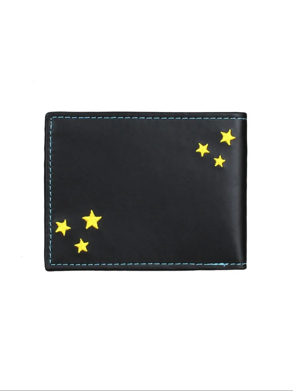Men's Vintage Colorblock Cartoon Star Graphic Short Bifold Wallet