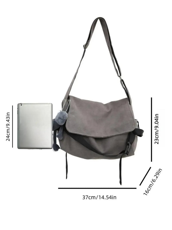 Men's Plain Canvas Crossbody Bag