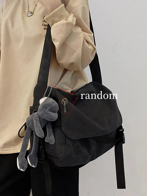 Men's Plain Canvas Crossbody Bag