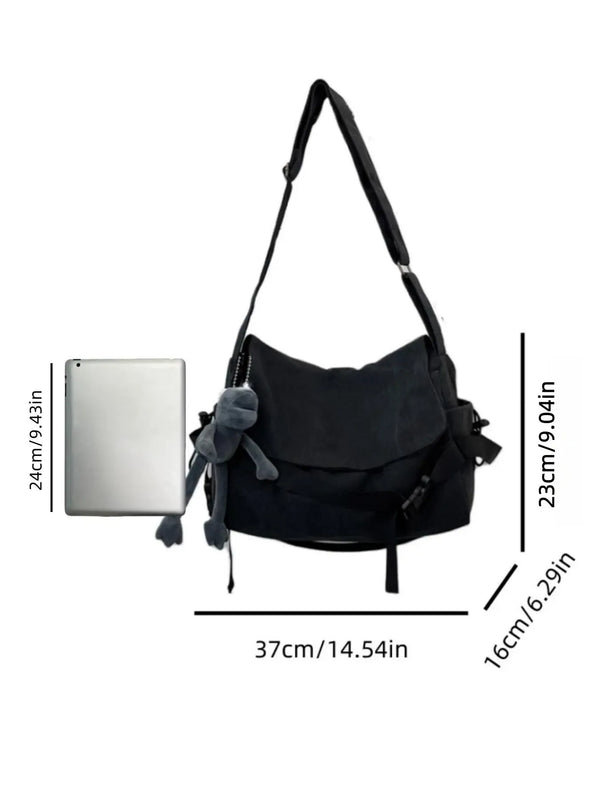 Men's Plain Canvas Crossbody Bag