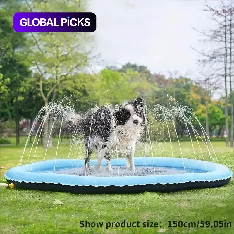 Outdoor Dog Water Sprinkler Pad, Portable Non-Slip Fun Pet Splash Pad for Bathing and Play
