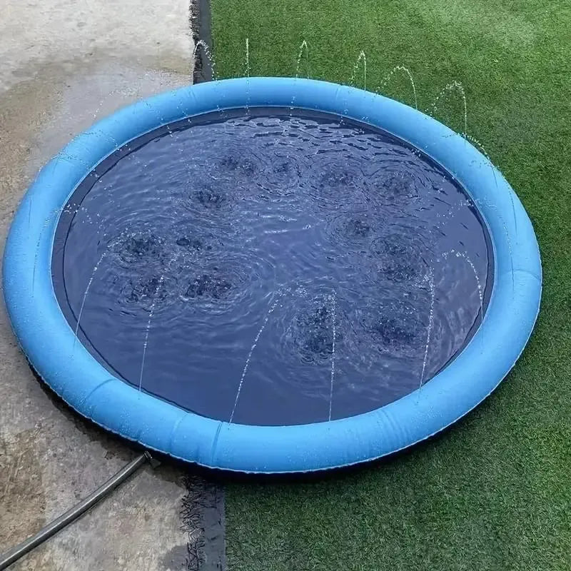 Outdoor Dog Water Sprinkler Pad, Portable Non-Slip Fun Pet Splash Pad for Bathing and Play