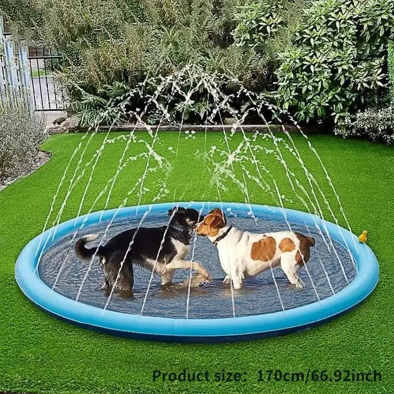 Outdoor Dog Water Sprinkler Pad, Portable Non-Slip Fun Pet Splash Pad for Bathing and Play
