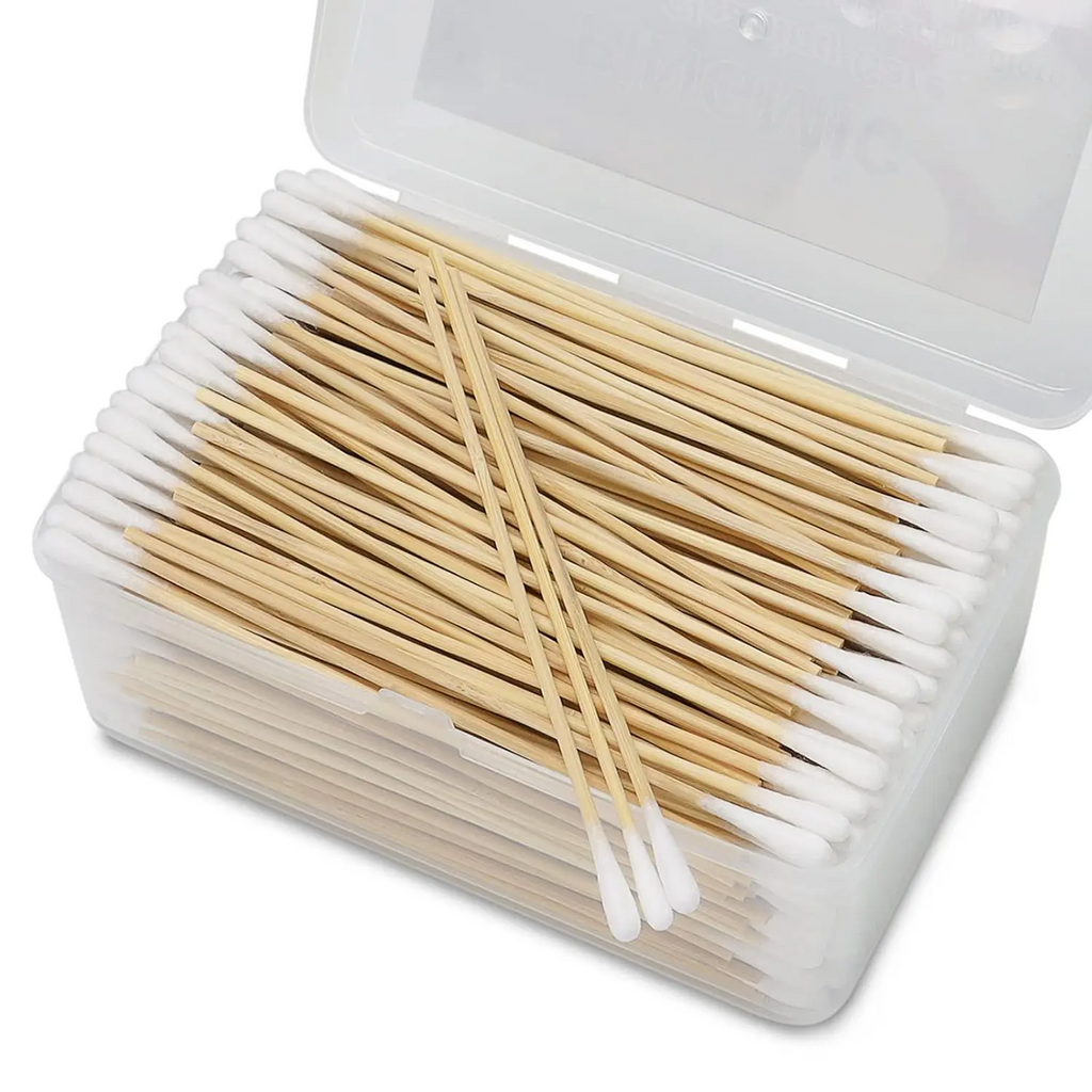 6" Cotton Swabs in Storage Box - Long Cotton Swab with Wooden Sticks - Lint Free
