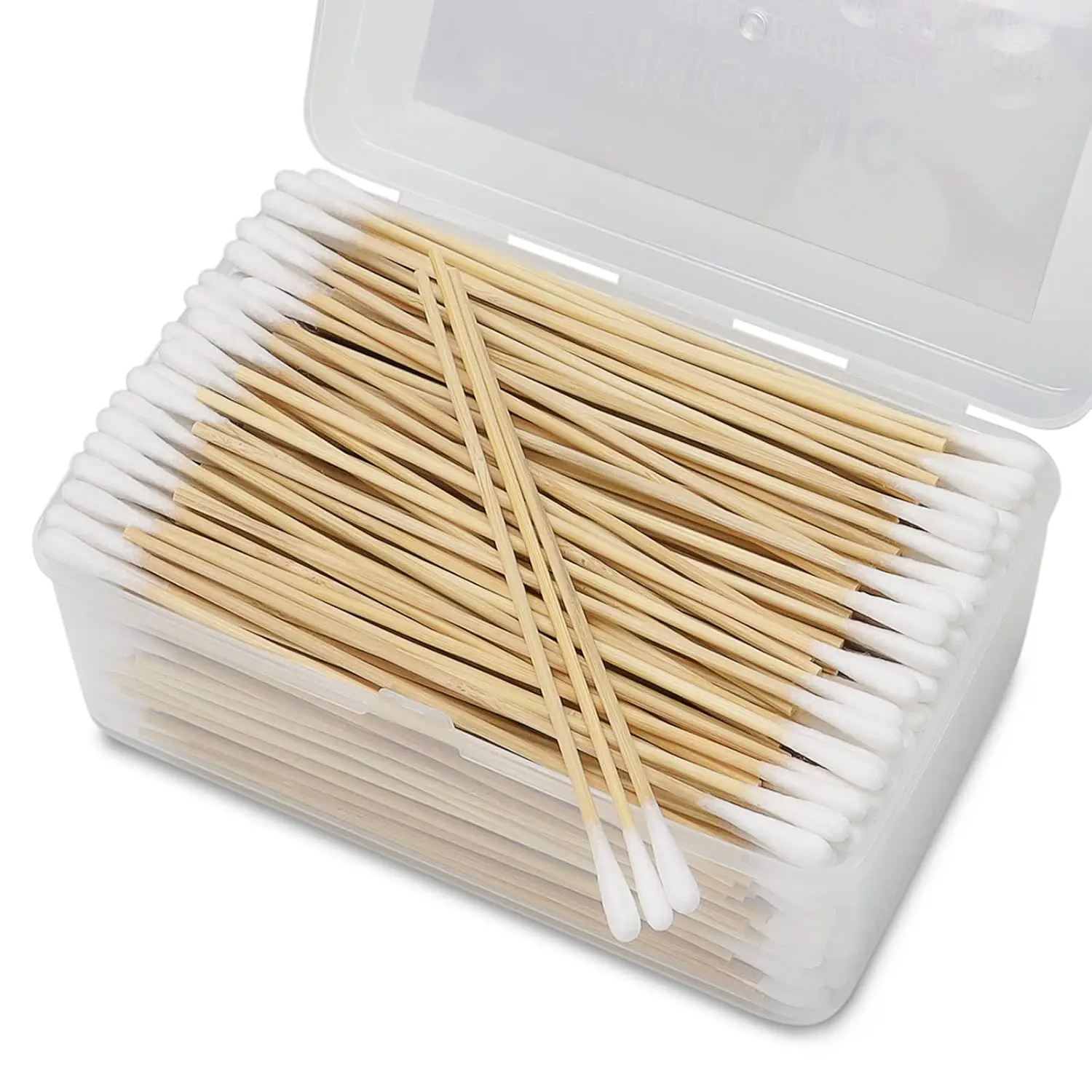 6" Cotton Swabs in Storage Box - Long Cotton Swab with Wooden Sticks - Lint Free