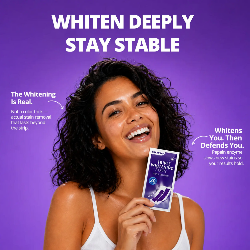 Purple + Hydrogen Peroxide Whitening Strips – Same Enamel-Safe Ingredient Dentists Use | Long-Lasting Results