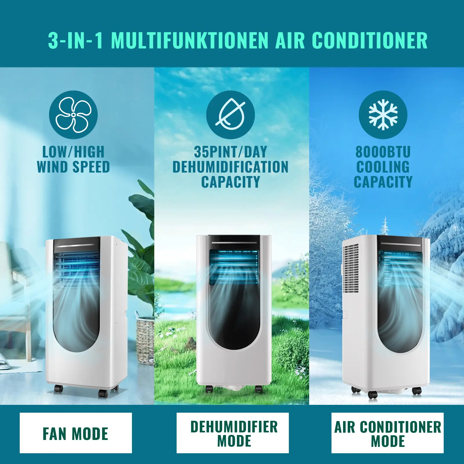 Portable Air Conditioner 8,000 BTU Portable AC Unit