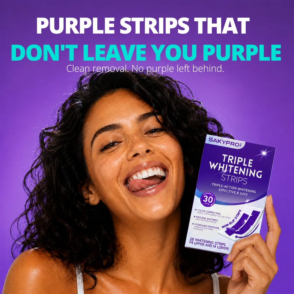 Purple + Hydrogen Peroxide Whitening Strips – Same Enamel-Safe Ingredient Dentists Use | Long-Lasting Results